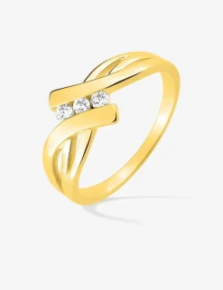 Bague trilogie plaqué or oxydes de zirconium SO OR