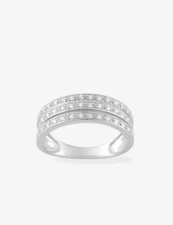 Bague triple anneau argent 925‰ rhodié et oxydes de zirconium SO OR