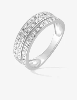 Bague triple anneau argent 925‰ rhodié et oxydes de zirconium SO OR