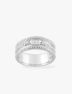 Bague triple anneau fantaisie argent 925‰ rhodié et oxydes de zirconium SO OR