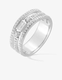 Bague triple anneau fantaisie argent 925‰ rhodié et oxydes de zirconium SO OR