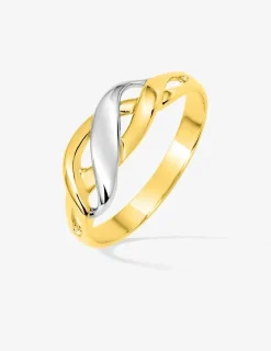 Bague vagues bicolores entremêlées plaqué or et rhodium SO OR
