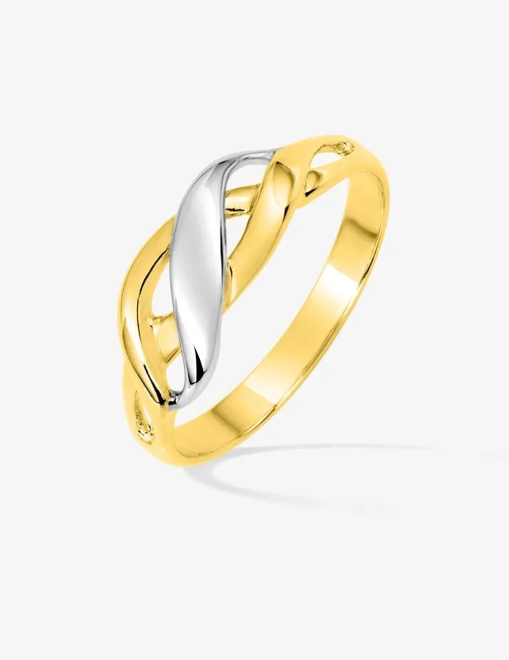 Bague vagues bicolores entremêlées plaqué or et rhodium SO OR