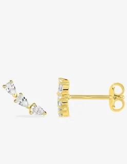 Barrettes d'oreilles clous plaqué or et oxyde de zirconium poire SO OR