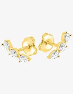 Barrettes d'oreilles clous plaqué or et oxyde de zirconium poire SO OR