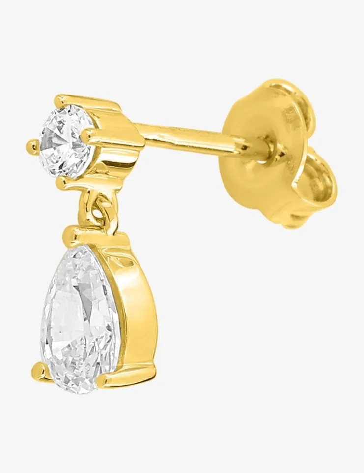 Boucle d'oreille clou à l'unité, plaqué or et oxydes de zirconium SO OR