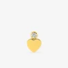 Boucle d'oreille clou à l'unité plaqué or, motif coeur et oxyde de zirconium SO OR