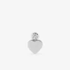 Boucle d'oreille clou à l'unité en argent 925 ‰ rhodié, motif coeur et oxyde de zirconium SO OR