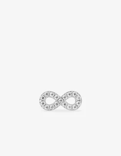 Boucle d'oreille clou à l'unité en argent 925 ‰ rhodié, motif infini et oxydes de zirconium SO OR