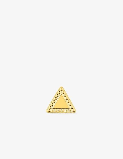 Boucle d'oreille clou unitaire en plaqué or, motif triangulaire SO OR