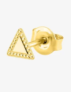 Boucle d'oreille clou unitaire en plaqué or, motif triangulaire SO OR