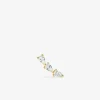 Boucle d'oreille clou unitaire plaqué or, trois oxydes de zirconium SO OR