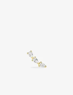 Boucle d'oreille clou unitaire plaqué or, trois oxydes de zirconium SO OR