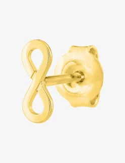 Boucle d'oreille clou unitaire plaqué or, motif infini SO OR