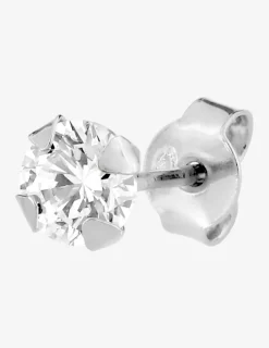 Boucle d'oreille clou unitaire en argent 925 ‰ rhodié, oxyde de zirconium SO OR