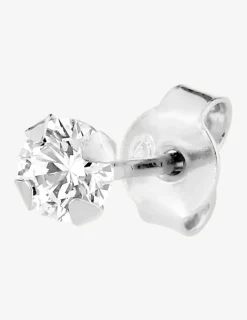 Boucle d'oreille clou unitaire en argent 925 ‰ rhodié et oxyde de zirconium SO OR