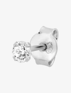 Boucle d'oreille clou unitaire en argent 925 ‰ rhodié avec oxyde de zirconium SO OR