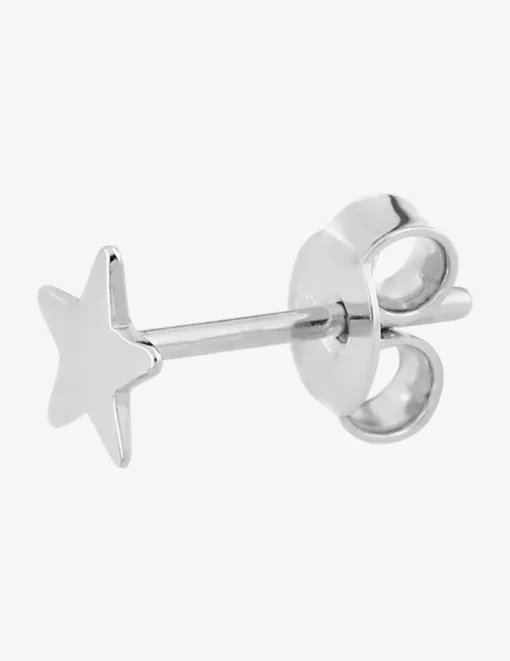 Boucle d'oreille clou unitaire en argent 925 ‰ rhodié, motif étoile SO OR