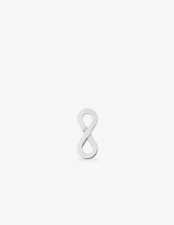 Boucle d'oreille clou unitaire en argent 925 ‰ rhodié, motif infini SO OR