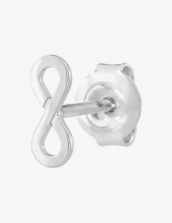 Boucle d'oreille clou unitaire en argent 925 ‰ rhodié, motif infini SO OR