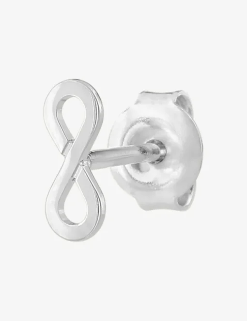 Boucle d'oreille clou unitaire en argent 925 ‰ rhodié, motif infini SO OR