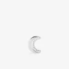 Boucle d'oreille clou unitaire en argent 925 ‰ rhodié, motif lune SO OR