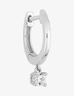 Boucle d'oreille créole à l'unité en argent 925 ‰ rhodié, breloque oxyde de zirconium SO OR