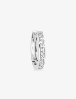 Boucle d'oreille créole à l'unité en argent 925 ‰ rhodié, oxydes de zirconium SO OR