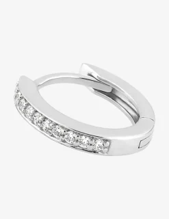 Boucle d'oreille créole à l'unité en argent 925 ‰ rhodié, oxydes de zirconium SO OR