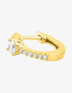 Boucle d'oreille créole à l'unité en plaqué or et oxydes de zirconium SO OR