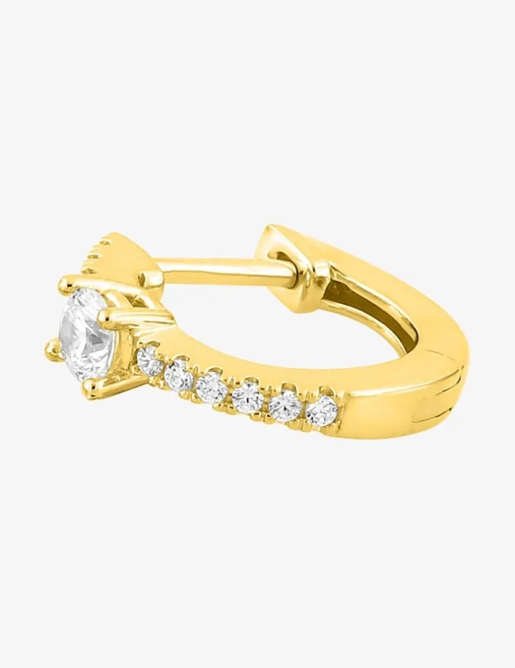 Boucle d'oreille créole à l'unité en plaqué or et oxydes de zirconium SO OR