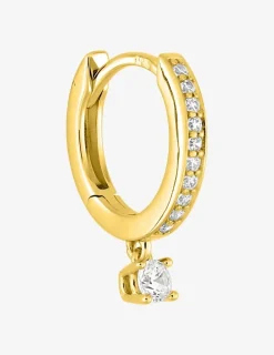 Boucle d'oreille créole à l'unité plaqué or, oxydes de zirconium SO OR