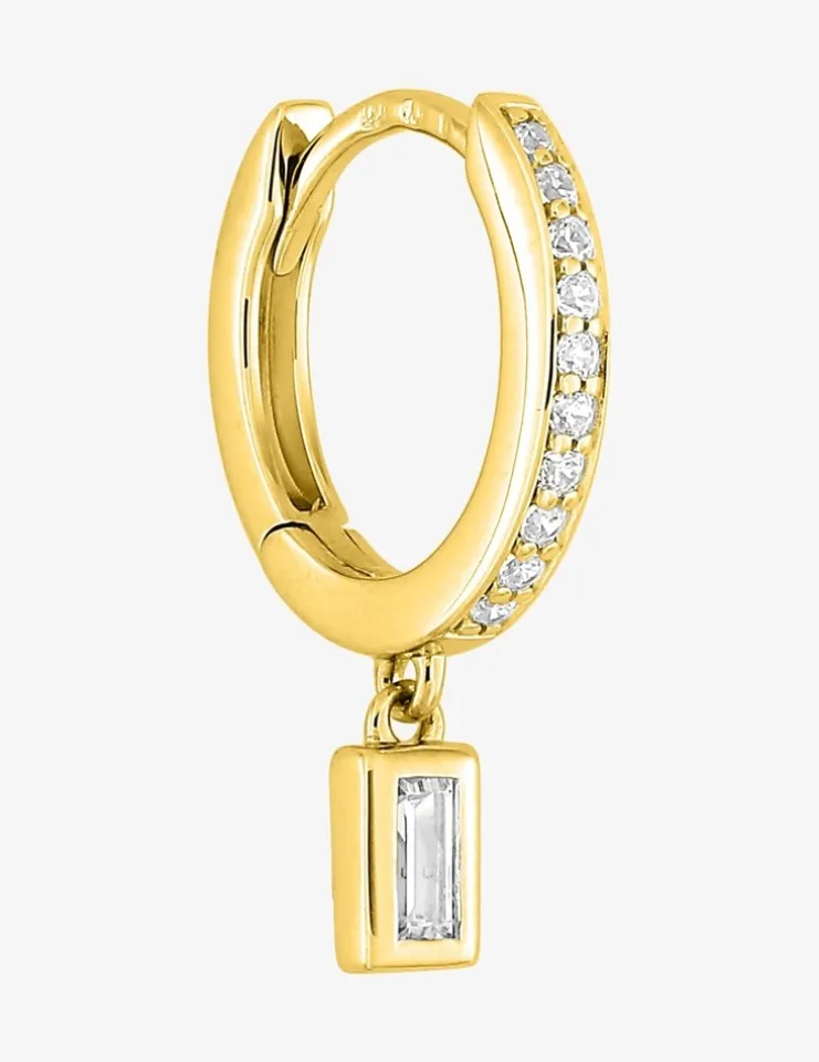 Boucle d'oreille créole à l'unité plaqué or et oxydes de zirconium SO OR