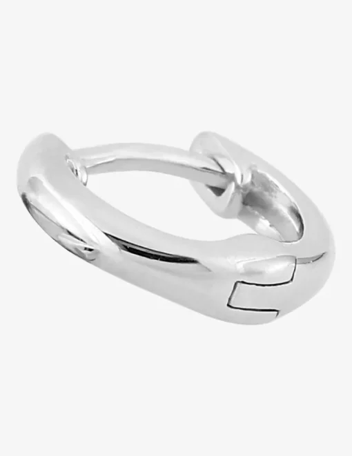 Boucle d'oreille créole à l'unité en argent 925 ‰ rhodié, diamètre 9 mm SO OR