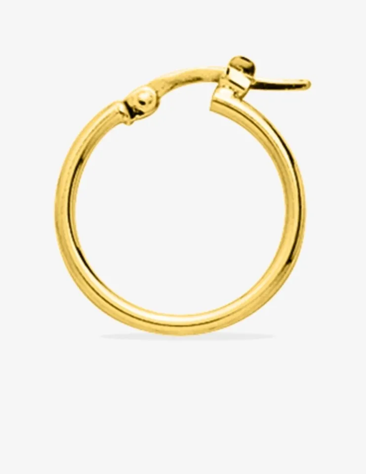 Boucle d'oreille créole unitaire en plaqué or, diamètre 15 mm SO OR