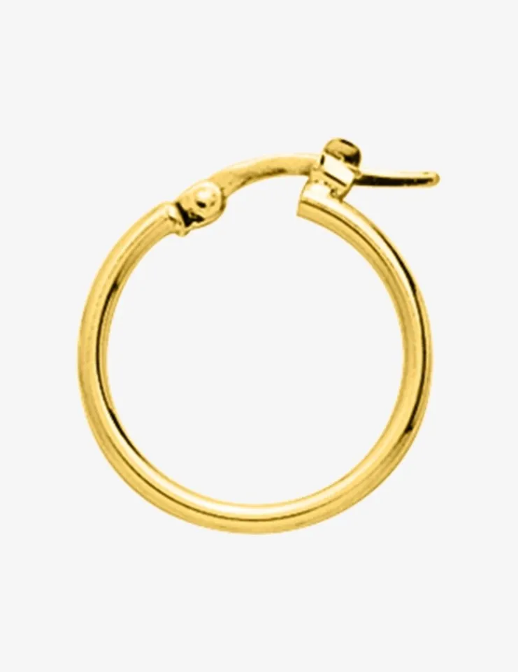 Boucle d'oreille créole unitaire en plaqué or, diamètre 15 mm SO OR