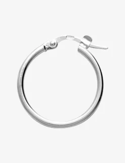 Boucle d'oreille créole unitaire en argent 925 ‰ rhodié, diamètre 15 mm SO OR