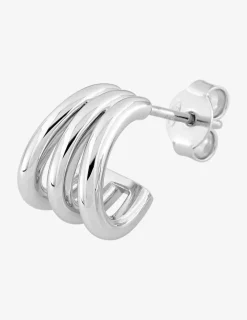 Boucle d'oreille demi-créole à l'unité en argent 925 ‰ rhodié SO OR