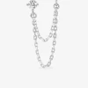 Boucle d'oreille double trous et chaînes à l'unité en argent 925 ‰ rhodié, oxydes de zirconium SO OR