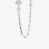 Boucle d'oreille double trous à l'unité en argent 925 ‰ rhodié et oxydes de zirconium SO OR