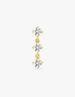 Boucle d'oreille pendante à l'unité en plaqué or et oxydes de zirconium SO OR