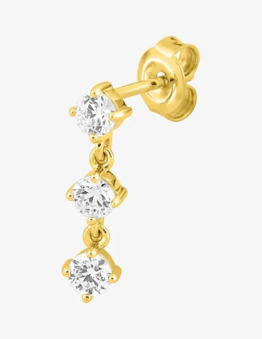Boucle d'oreille pendante à l'unité en plaqué or et oxydes de zirconium SO OR