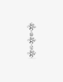 Boucle d'oreille pendante à l'unité en argent 925 ‰ rhodié et oxydes de zirconium SO OR