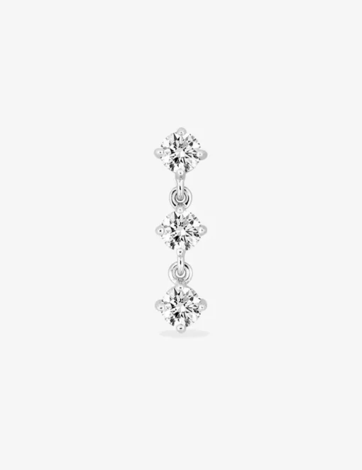 Boucle d'oreille pendante à l'unité en argent 925 ‰ rhodié et oxydes de zirconium SO OR