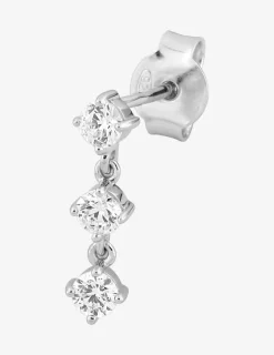 Boucle d'oreille pendante à l'unité en argent 925 ‰ rhodié et oxydes de zirconium SO OR