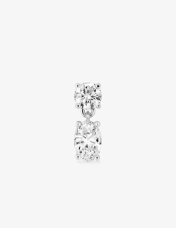 Boucle d'oreille pendante à l'unité en argent 925 ‰ rhodié, oxydes de zirconium SO OR