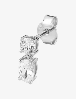 Boucle d'oreille pendante à l'unité en argent 925 ‰ rhodié, oxydes de zirconium SO OR