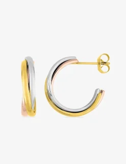 Boucle d'oreilles créoles acier jaune, gris, rose SO OR