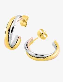Boucle d'oreilles créoles acier jaune, gris, rose SO OR