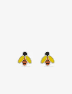 Boucles d'oreilles abeilles argent 925 ‰ laque jaune, rouge et noir SO OR